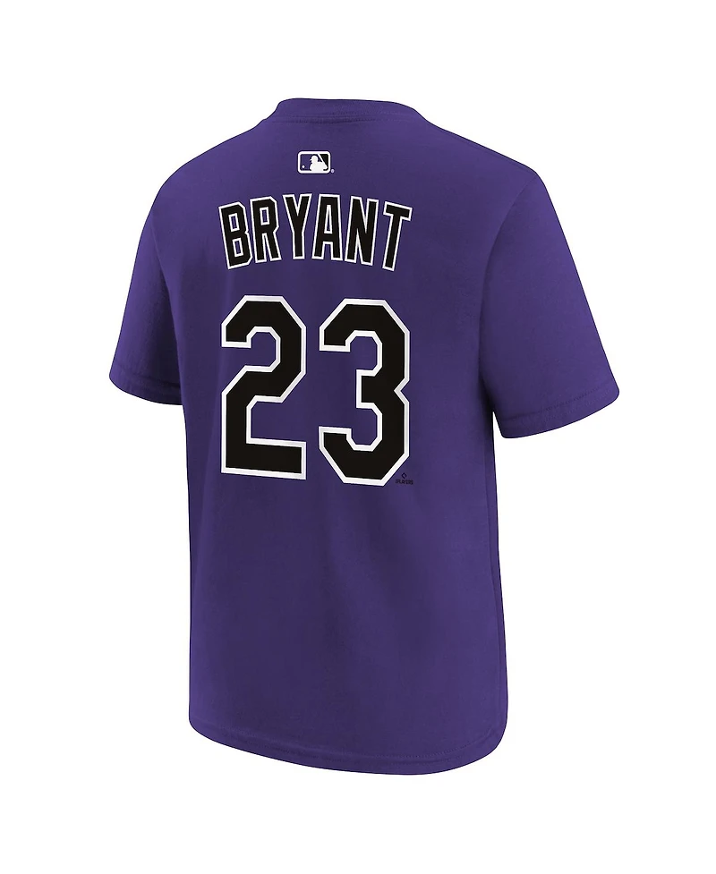Nike Big Boys and Girls Kris Bryant Purple Colorado Rockies Name & Number T-Shirt