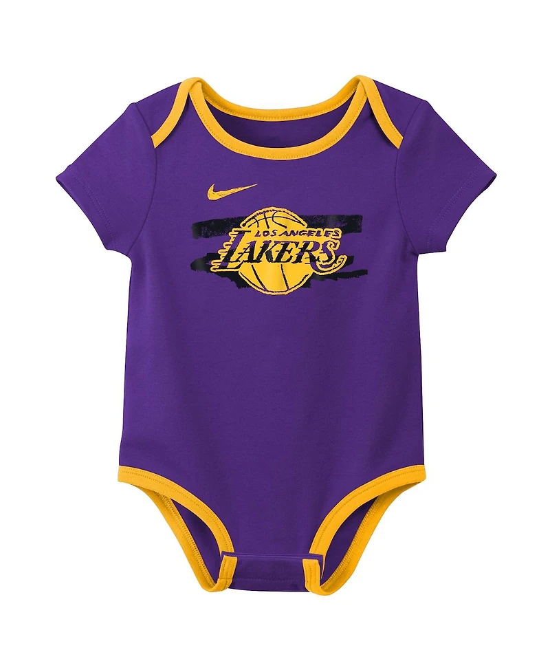Nike Baby Boys and Girls 2-Pack Purple Los Angeles Lakers Courtside Premier Bodysuit Set