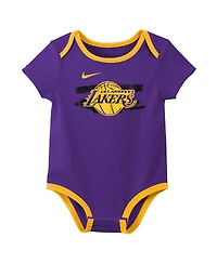 Nike Baby Boys and Girls 2-Pack Purple Los Angeles Lakers Courtside Premier Bodysuit Set