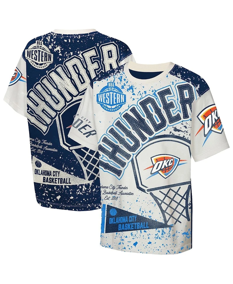 Outerstuff Big Boys and Girls Cream Oklahoma City Thunder Top Player All-Over-Print T-Shirt
