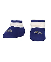 Outerstuff Baby Boys and Girls 3-Piece Baltimore Ravens Up One Bodysuit, Bib Booties Set