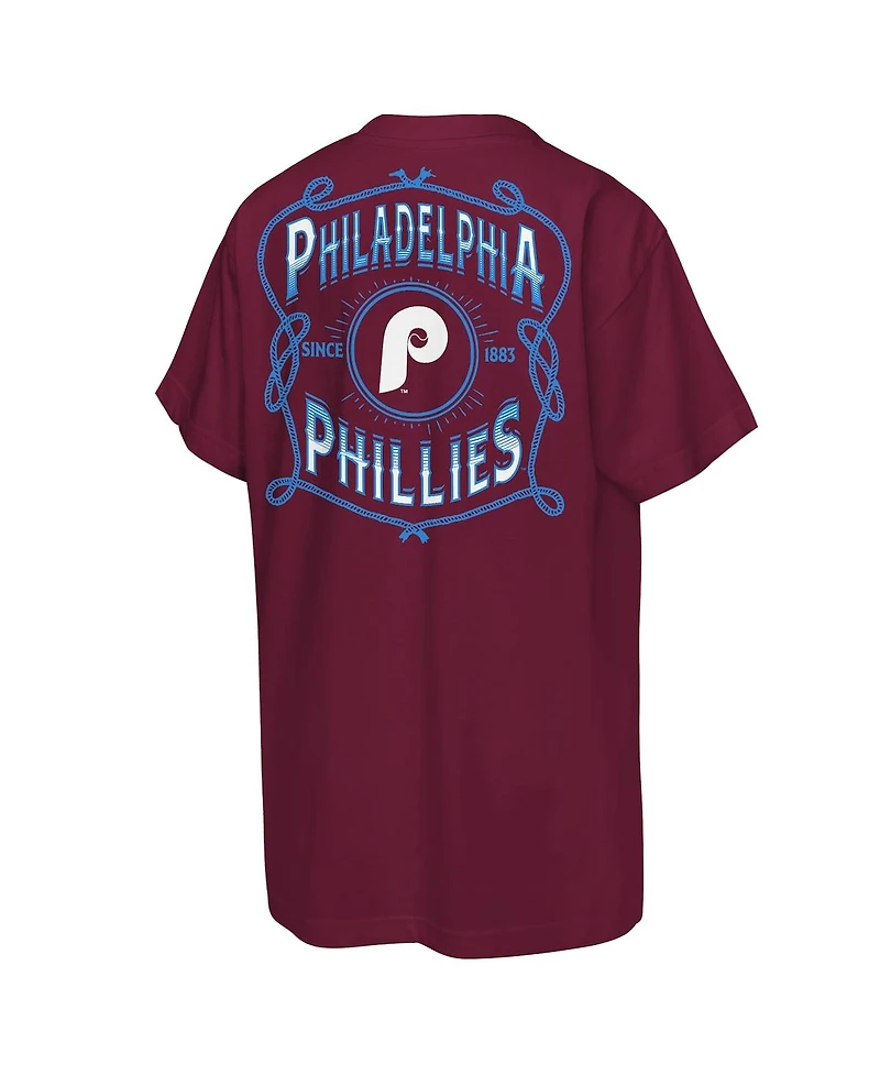 Mitchell & Ness Big Boys and Girls Burgundy Philadelphia Phillies Cooperstown Rodeo Rope T-Shirt