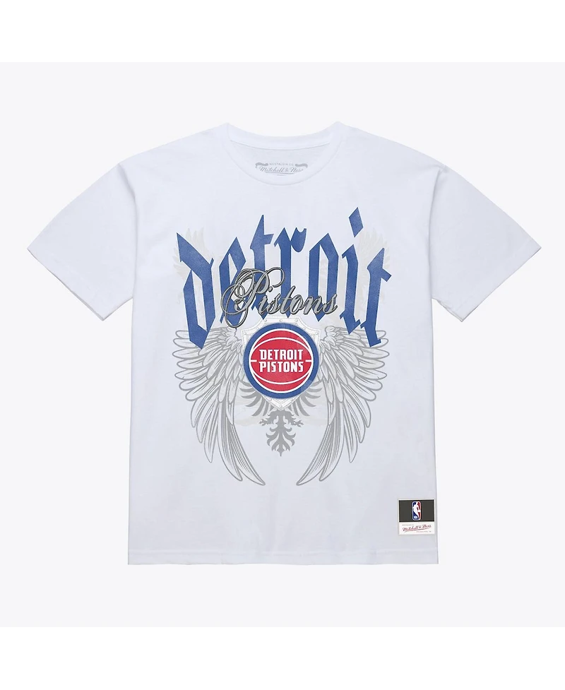 Mitchell & Ness Men's White Detroit Pistons Old English Classic T-Shirt