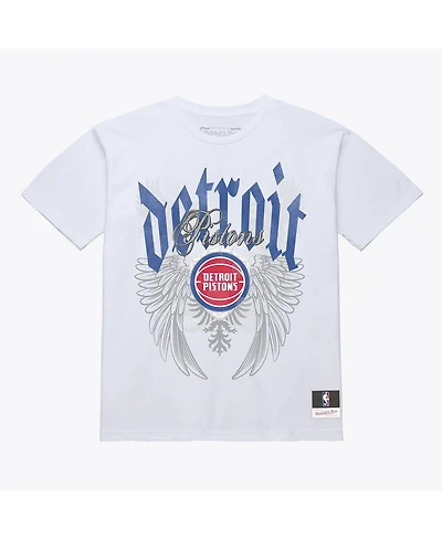 Mitchell & Ness Men's White Detroit Pistons Old English Classic T-Shirt