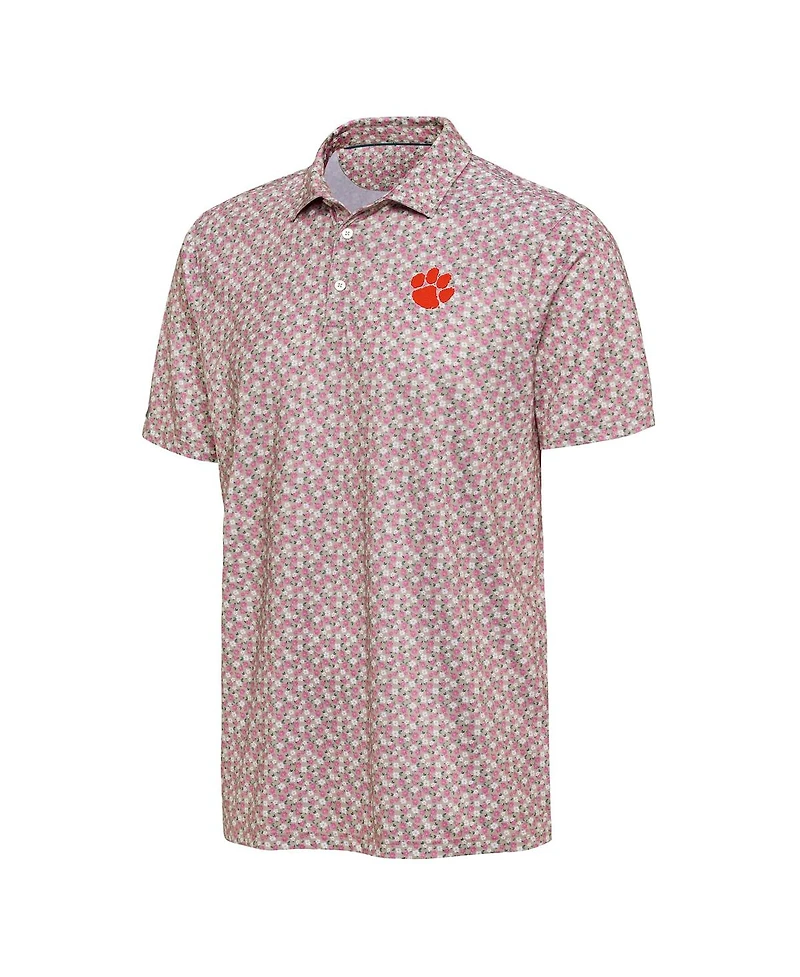 Antigua Men's Pink Clemson Tigers Desert Dry Dogwood Polo Shirt