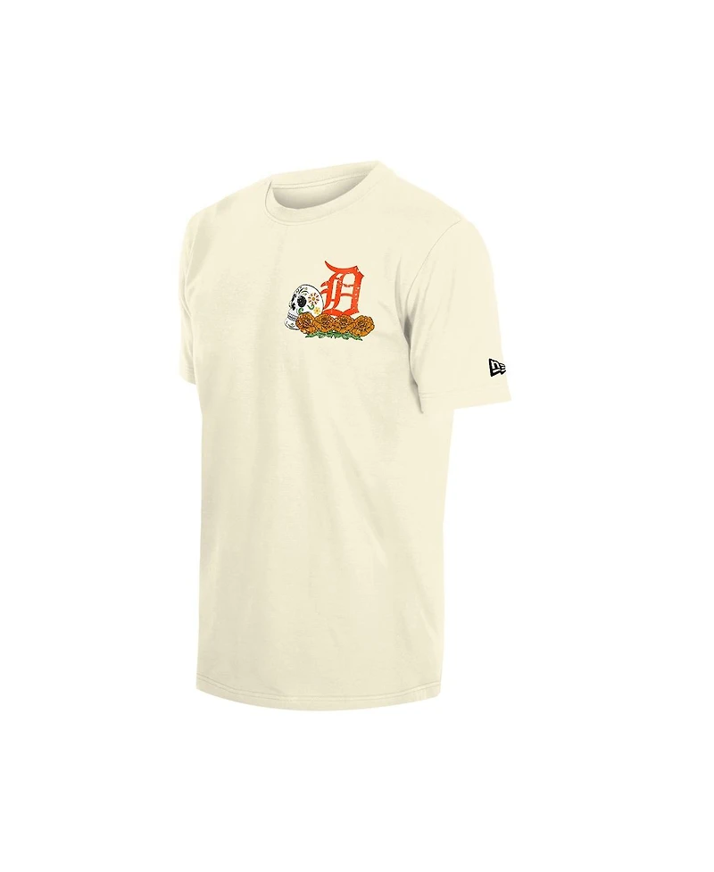 New Era Men's Natural Detroit Tigers Dia de los Muertos Sugar Skull T-Shirt