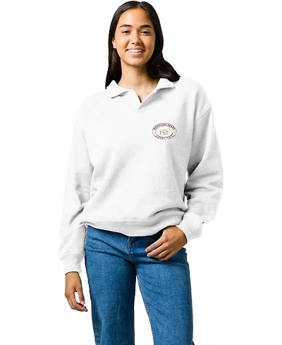 Legacy Women's White 152nd Kentucky Derby Horse of A Different Color Victor Springs Collar Tri-Blend Sweatshirt