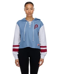 New Era Women's Light Blue Philadelphia Phillies Boxy Lace-Up Hoodie