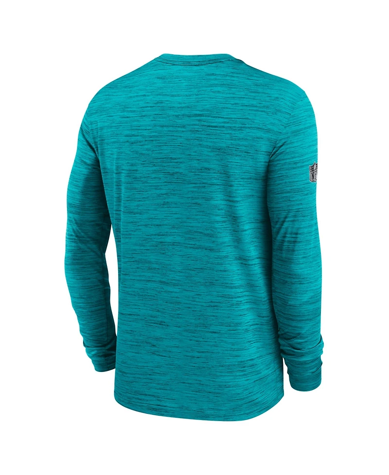 Nike Men's Aqua Miami Dolphins Sideline Offensive Transition Velocity Dri-fit Long Sleeve T-Shirt