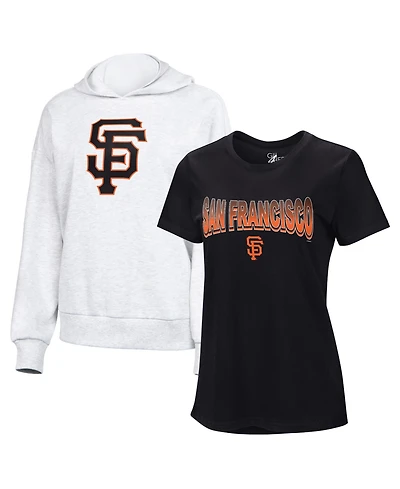 G-iii 4Her by Carl Banks Women's 2-Piece Black/Bright Heather Ceramic San Francisco Giants T-Shirt and Hoodie Combo Pack