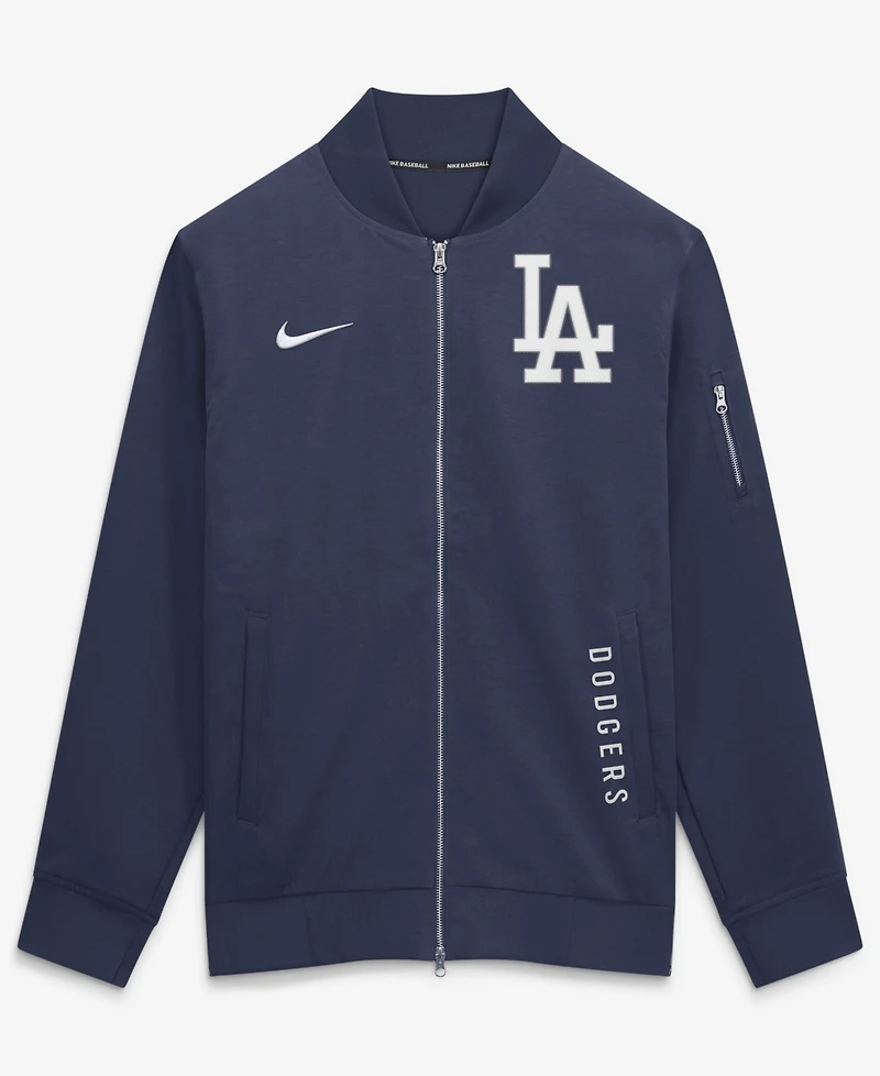 Nike Men's Navy Los Angeles Dodgers Authentic Collection Dugout Relaxed Full-Zip Bomber Jacket