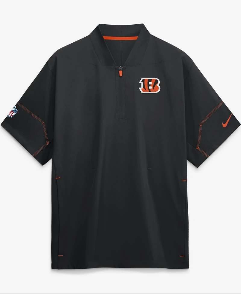Nike Men's Black Cincinnati Bengals Sideline Short Sleeve Quarter-Zip Coaches Jacket
