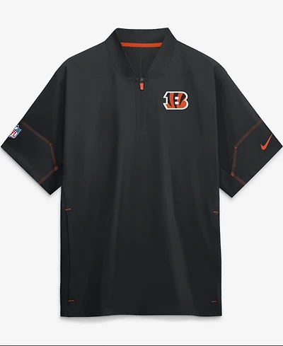 Nike Men's Black Cincinnati Bengals Sideline Short Sleeve Quarter-Zip Coaches Jacket