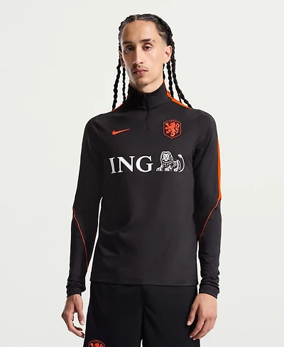 Nike Men's Black Netherlands National Team 2026 Strike Dri-fit Quarter-Zip Drill Sweatshirt