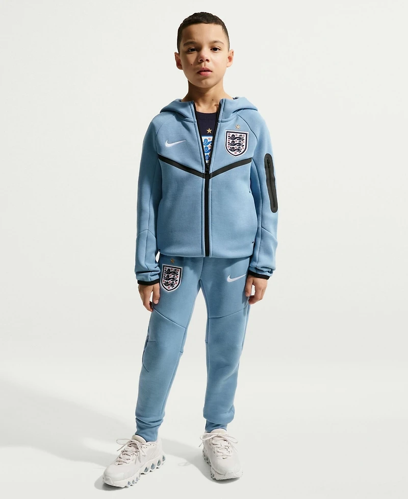 Nike Big Boys and Girls Blue England National Team Tech Fleece Full-Zip Hoodie