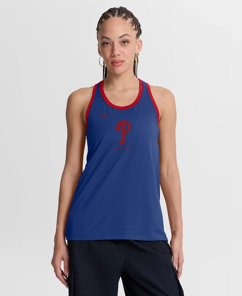 Nike Women's Royal Philadelphia Phillies Tri-Blend Dri-fit Racerback Tank Top