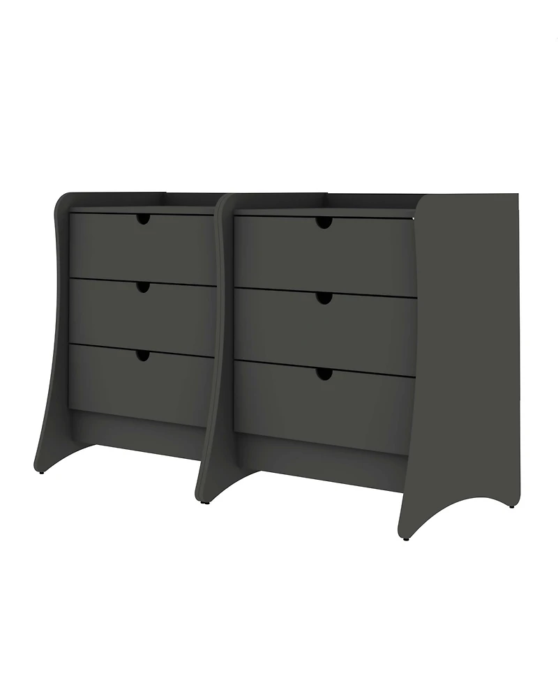 Manhattan Comfort Coney 2-Piece 28" 3-Drawer Nightstands