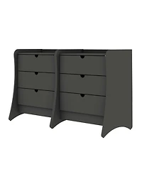 Manhattan Comfort Coney 2-Piece 28" 3-Drawer Nightstands