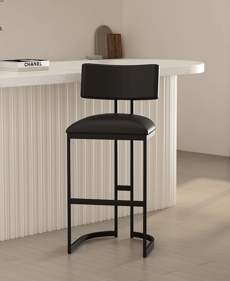 Manhattan Comfort Juno 18.5" Faux Leather Upholstered Metal Barstool