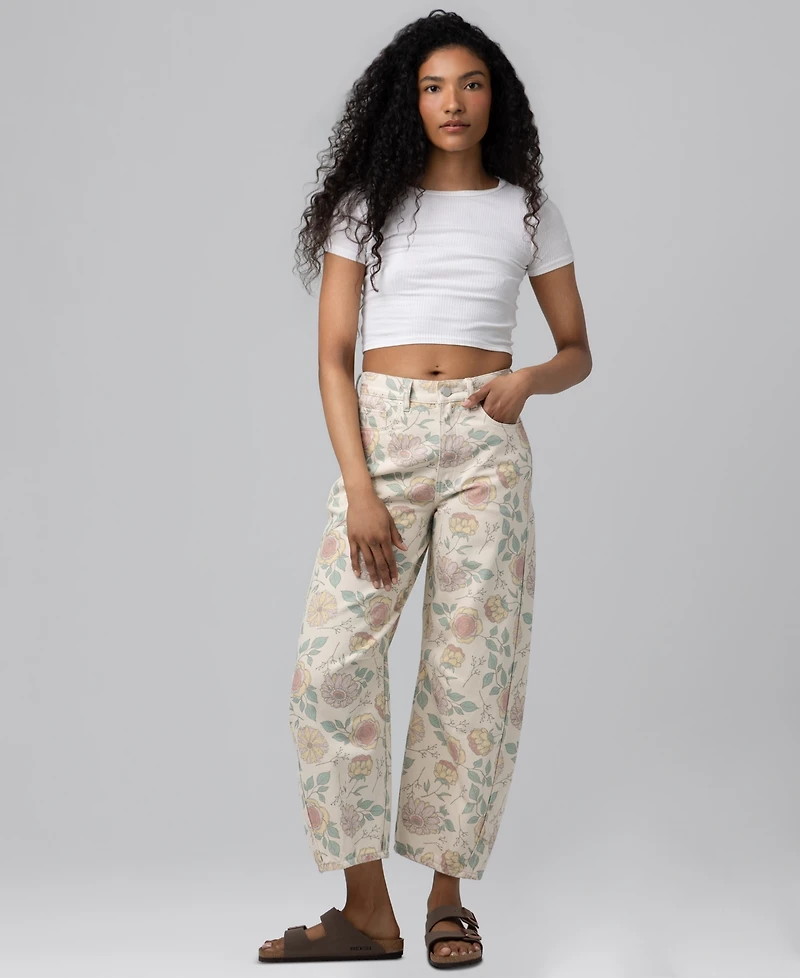 Blank Nyc Women's Printed High-Rise Barrel-Leg Jeans