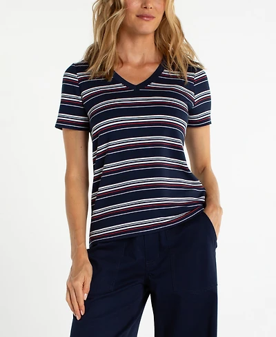 Liverpool Los Angeles Petite Contrast Print Short-Sleeve T-Shirt