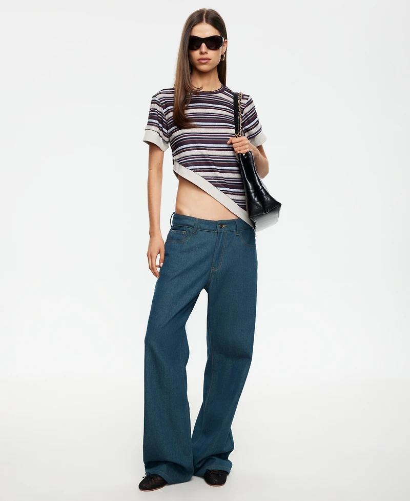 Lioness Women's Vintage-Inspired Stripe Crewneck Top