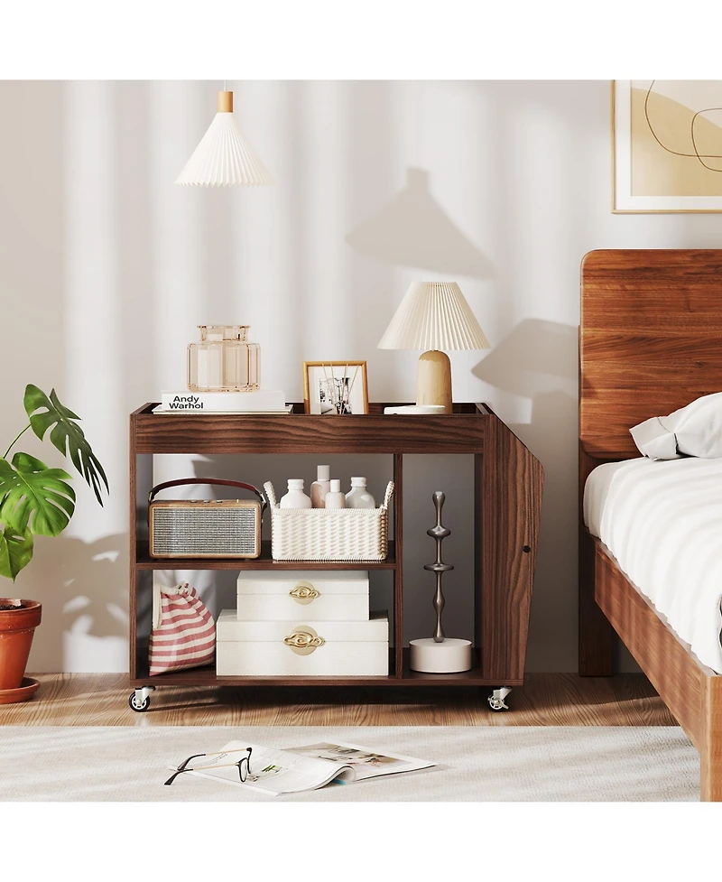 sumyeg 3-Tier Side End Table with Universal Wheels