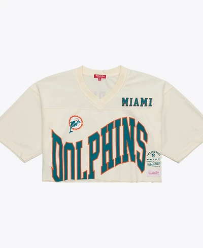 Mitchell & Ness Women's Dan Marino Cream Miami Dolphins Retired Player Cropped Fashion Jersey