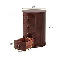Slickblue Round Wood End Table with 4 Drawers for Living Room