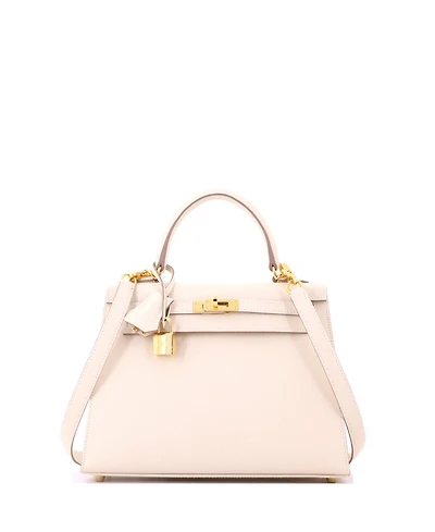 Pre-Owned HERMES Kelly 25 Handbag Light Epsom with Gold Hardware