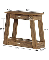Slickblue Small Wooden Side Table with 2 Tier Storage Shelves