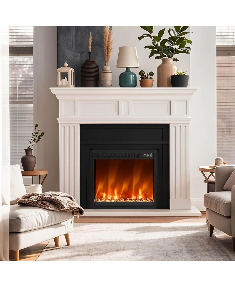 Costway 18" Electric Fireplace Insert Recessed 1500W Fireplace Heater with Remote Control