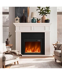 Costway 18" Electric Fireplace Insert Recessed 1500W Fireplace Heater with Remote Control