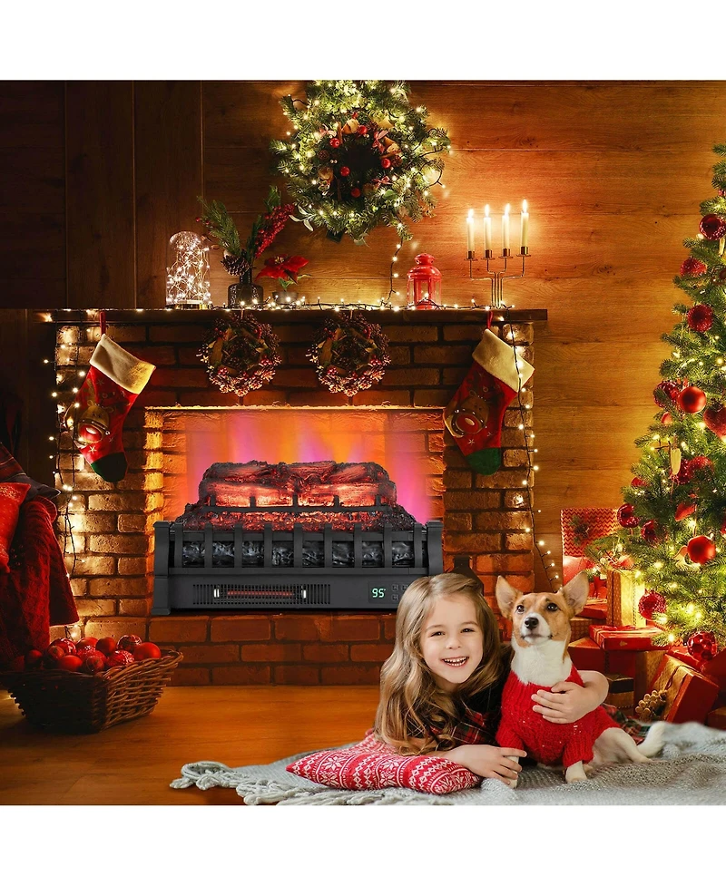 Costway 23 Inch Electric Fireplace Heater Fireplace Logs Inserts Infrared Quartz Heater