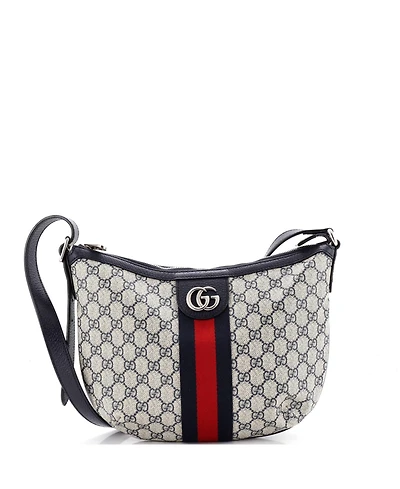 Pre-Owned Gucci Ophidia Half Moon Hobo Gg Coated Canvas