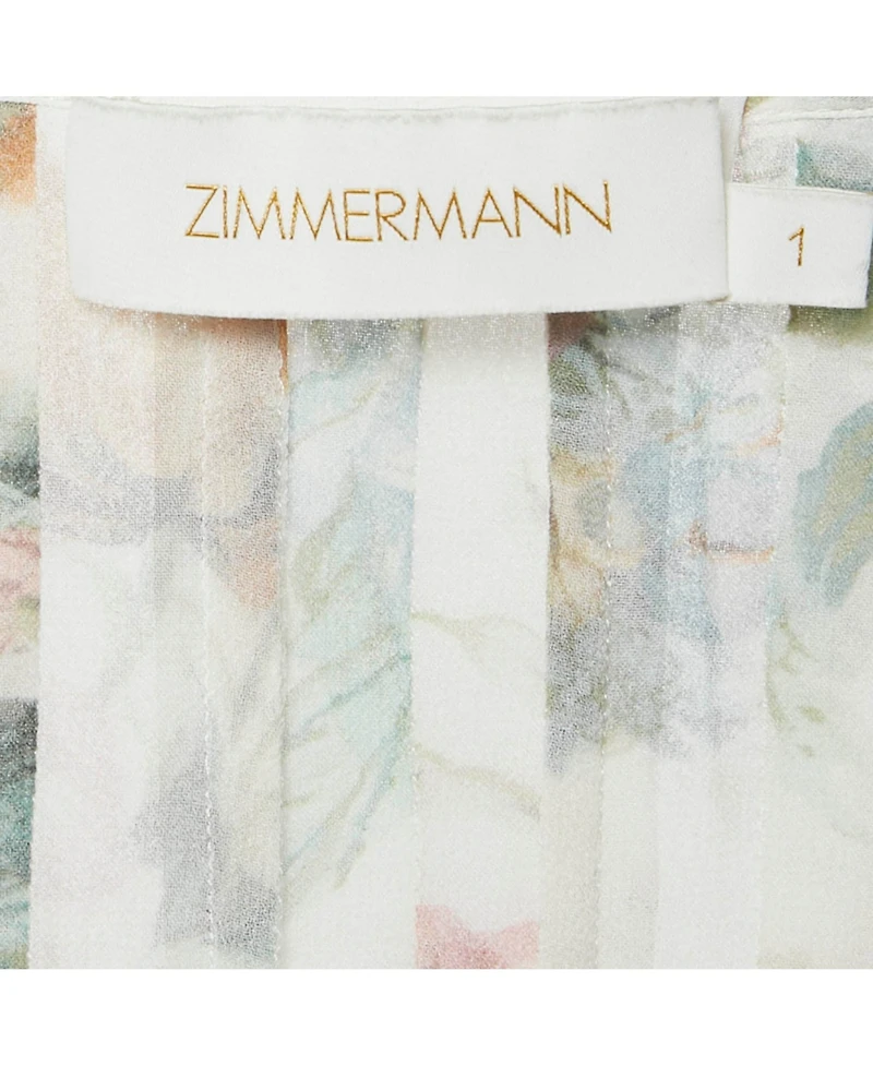 Pre-Owned Zimmermann Women's Floral Print Crepe Scallop Detail Long Dress