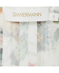 Pre-Owned Zimmermann Women's Floral Print Crepe Scallop Detail Long Dress