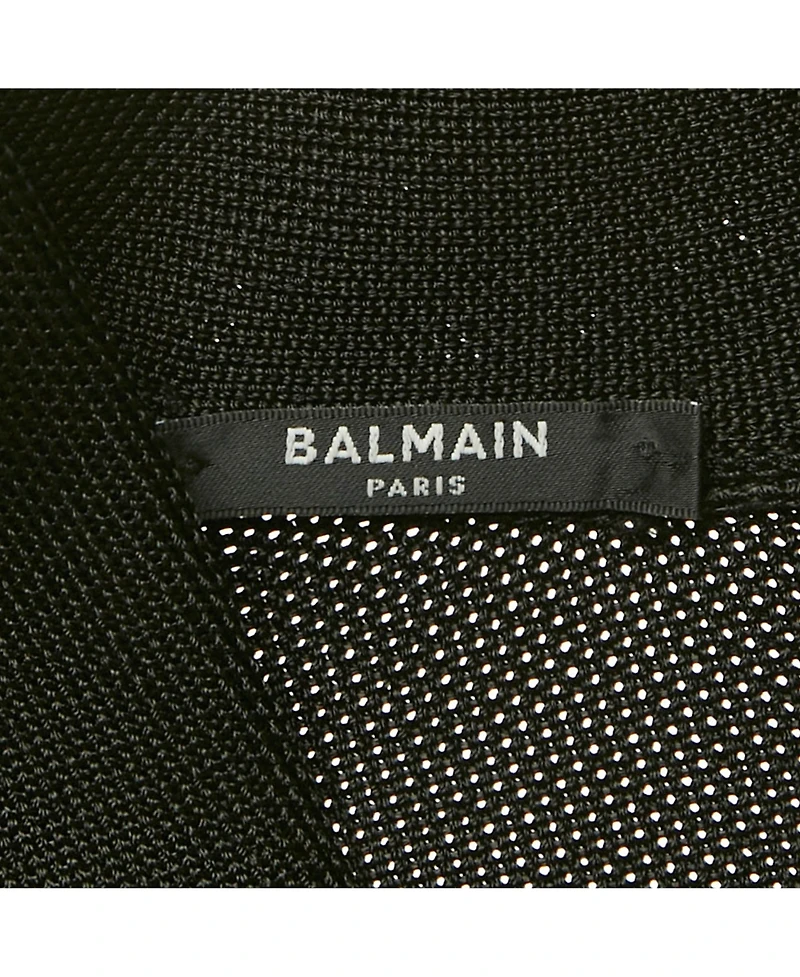 Pre-Owned Balmain Women's Mesh Knit Button Detail Mini Dress
