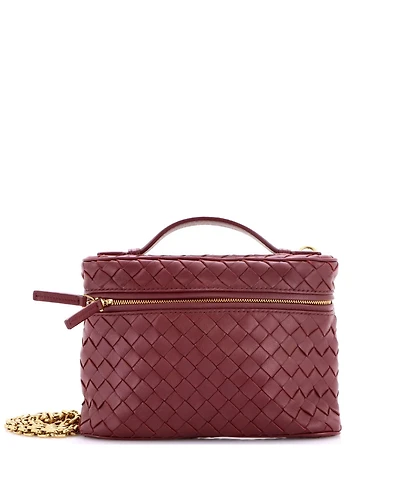 Pre-Owned Bottega Veneta Small Soft Chain Vanity Case Intrecciato Leather