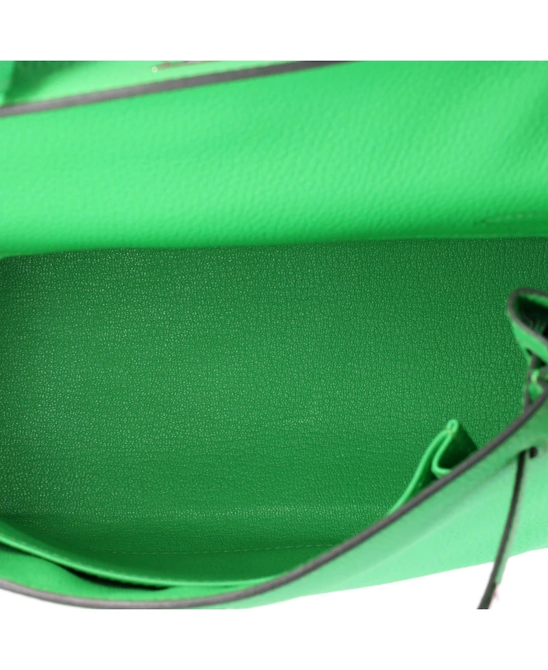 Pre-Owned HERMES Kelly 25 Handbag Green Togo with Palladium Hardware