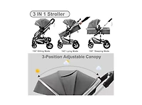 Kinder King Cozi 2 Convertible Baby Stroller, Folding High Landscape Design with Adjustable Canopy and Diaper Bag,