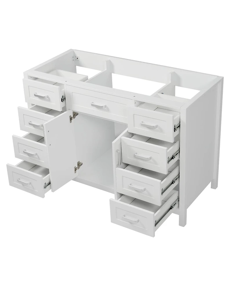 Sillysis 47 Inch Bathroom Vanity Cabinet, Freestanding Storage with Soft Close Drawers, Solid Wood Base for Modern Bathroom