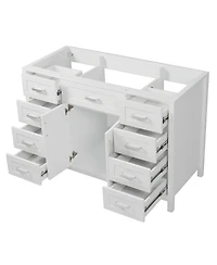 Sillysis 47 Inch Bathroom Vanity Cabinet, Freestanding Storage with Soft Close Drawers, Solid Wood Base for Modern Bathroom