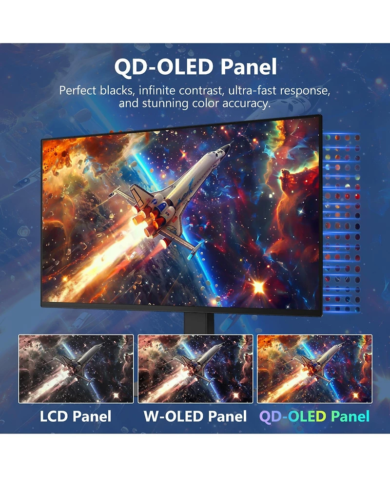 Z-edge Infinyx Series X27 Oled 2K Qhd 2560x1440 240Hz Gtg 0.03ms Gaming Monitor, with Adjustable Stand