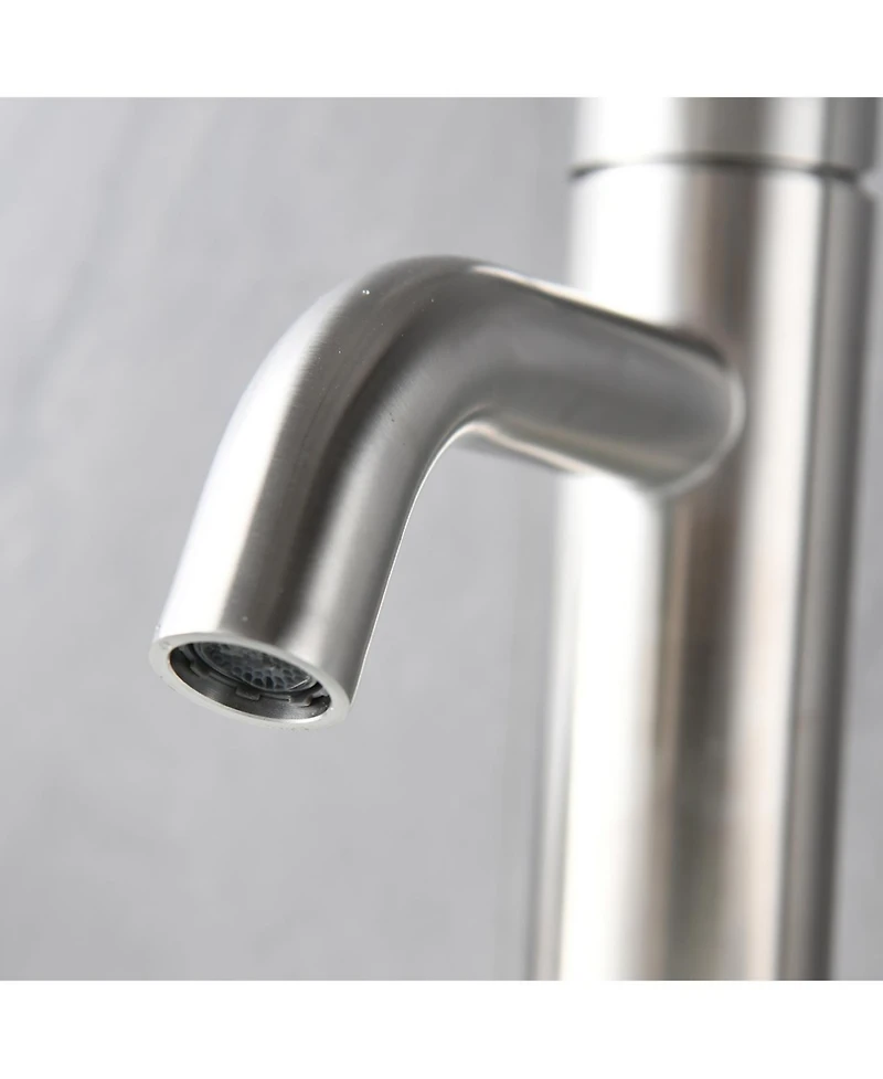Midola Ada Compliant Single Hole Bathroom Faucet - 6.57" High Stainless Steel Waterfall Faucet Brushed Nickel