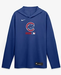 Nike Men's Royal Chicago Cubs Authentic Collection Dri-fit Long Sleeve Hooded T-Shirt