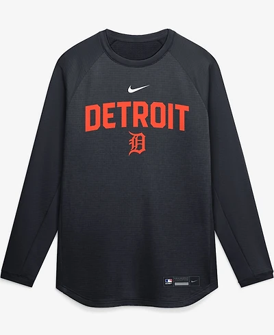 Nike Men's Navy Detroit Tigers Authentic Collection Raglan Dri-fit Sweatshirt