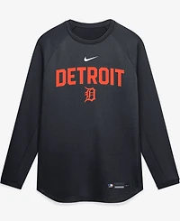 Nike Men's Navy Detroit Tigers Authentic Collection Raglan Dri-fit Sweatshirt