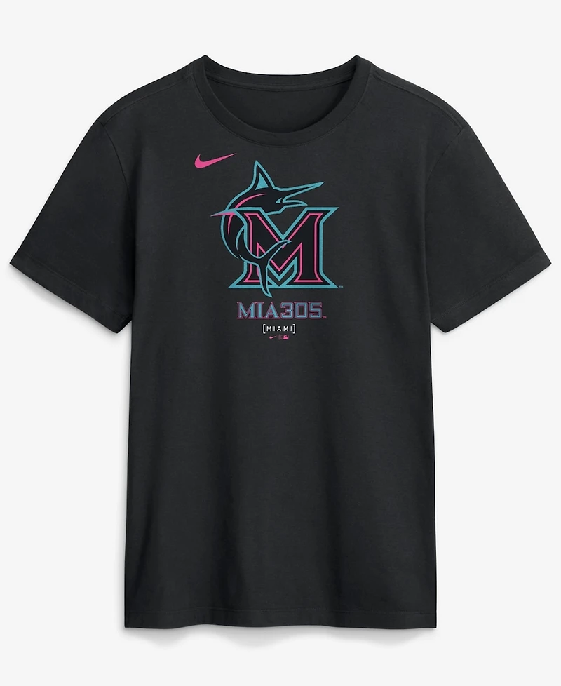 Nike Men's Black Miami Marlins City Connect Large Logo T-Shirt