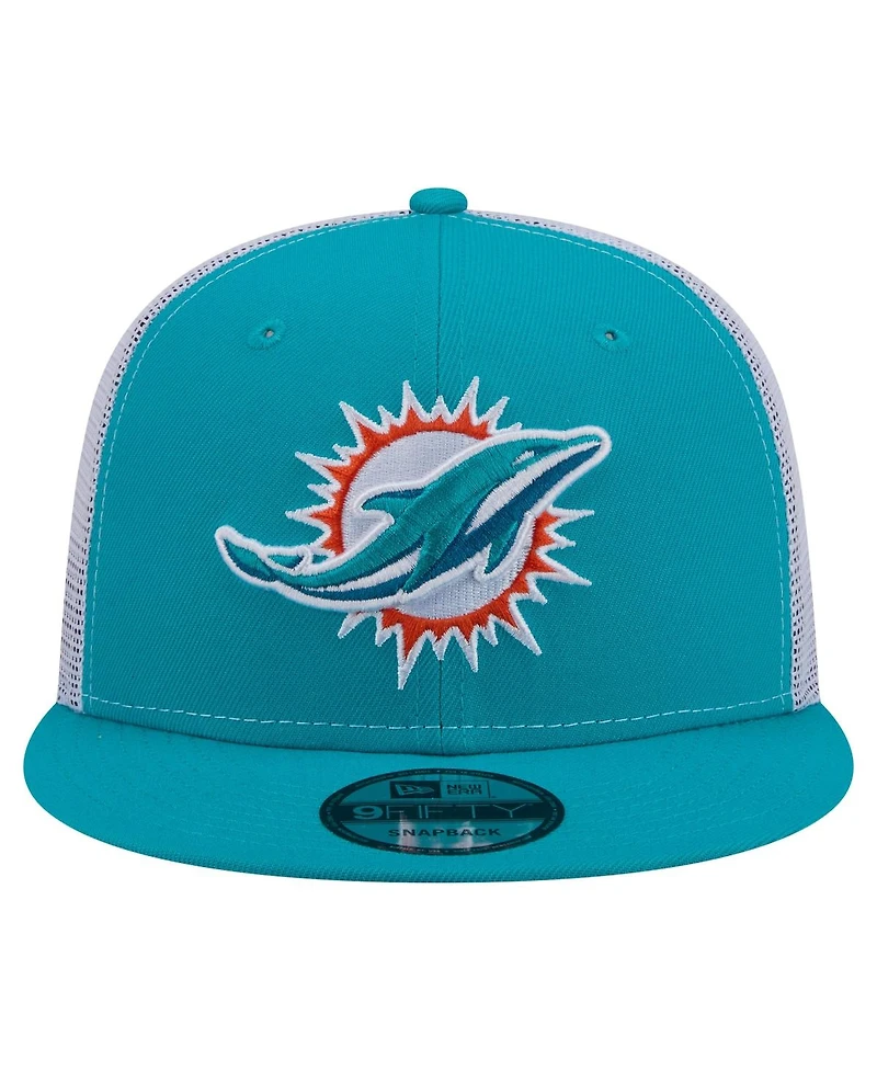 New Era Men's Aqua Miami Dolphins Core Team 9FIFTY Trucker Snapback Hat